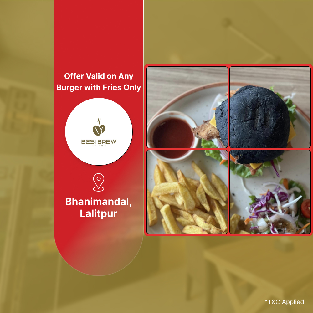 15% off on any burger with fries at Besi Brew